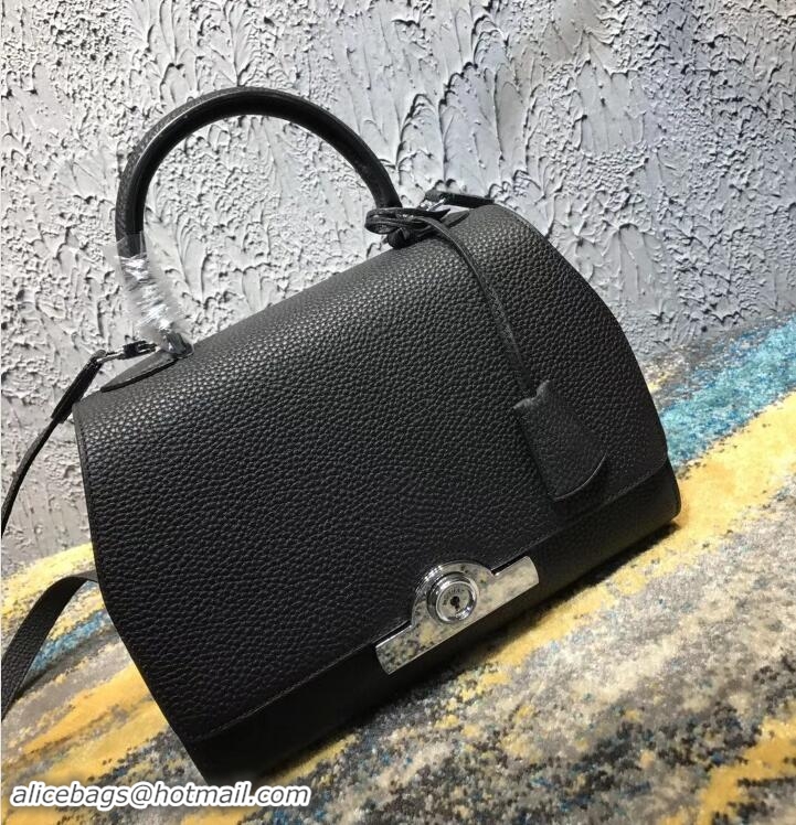 Stylish Moynat Petite Réjane Bag in Taurillon Gex Togo Leather Lobster N12012 Black 2018