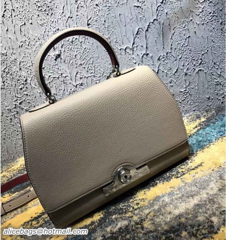 Durable Moynat Petite Réjane Bag in Taurillon Gex Togo Leather Lobster N12012 Beige/Red 2018