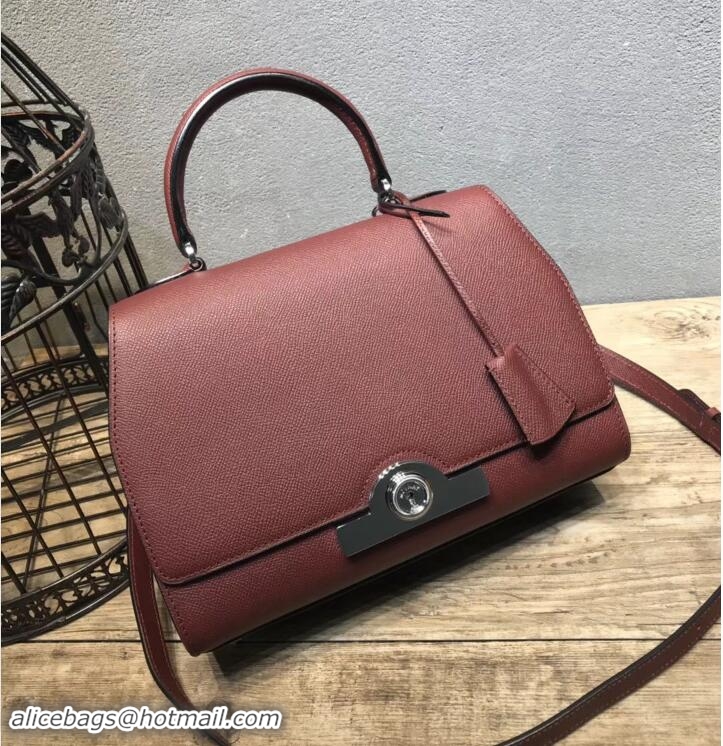 Luxury Moynat Petite Réjane Bag in Epsom Leather N12011 Burgundy 2018