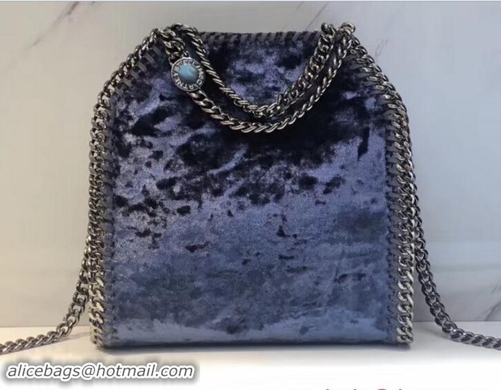 Modern Stella McCartney Velvet Falabella Tiny Tote Bag S12012 Blue 2018