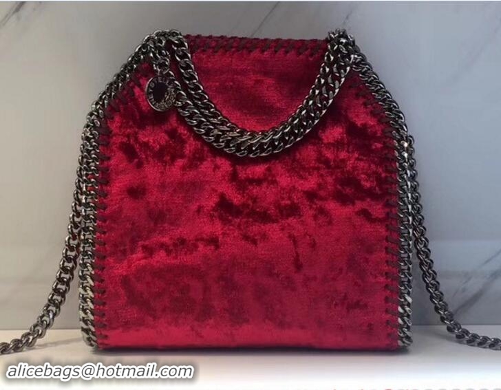 Top Design Stella McCartney Velvet Falabella Tiny Tote Bag S12015 Red 2018