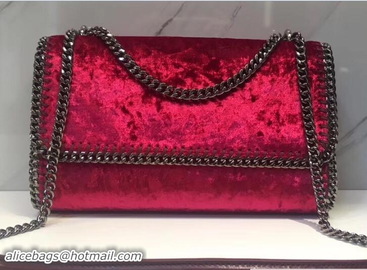 Good Quality Stella McCartney Velvet Falabella Shoulder Bag S12016 Red 2018