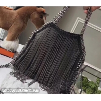 Good Looking Stella McCartney Chain Fringed Falabella Mini Tote Bag S12017 Black/Silver 2018