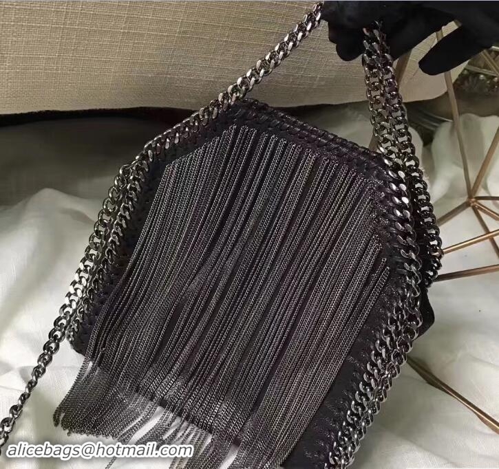 Perfect Stella McCartney Chain Fringed Falabella Tiny Tote Bag S12018 Black/Silver 2018