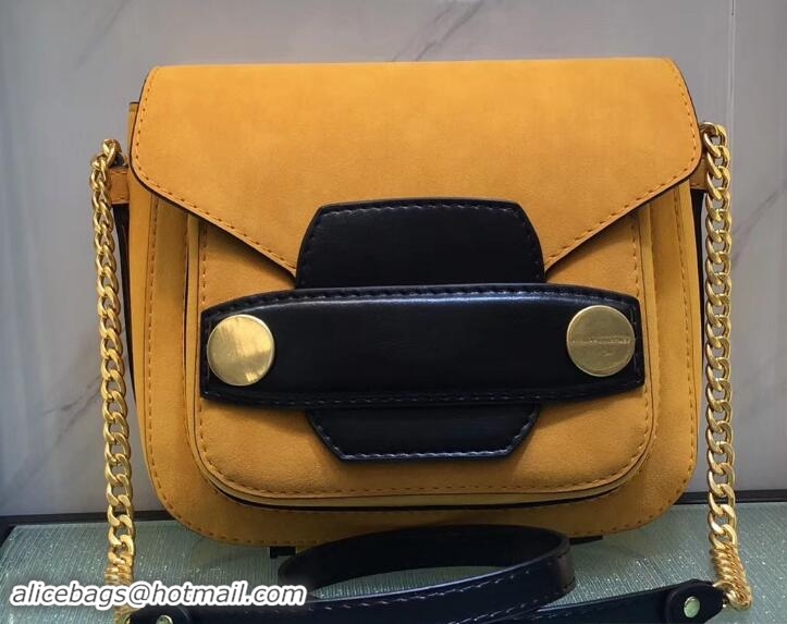 Best Quality Stella McCartney Stella Popper Shoulder Large Faux-leather Bag S12030 Suede Yellow/Black 2018