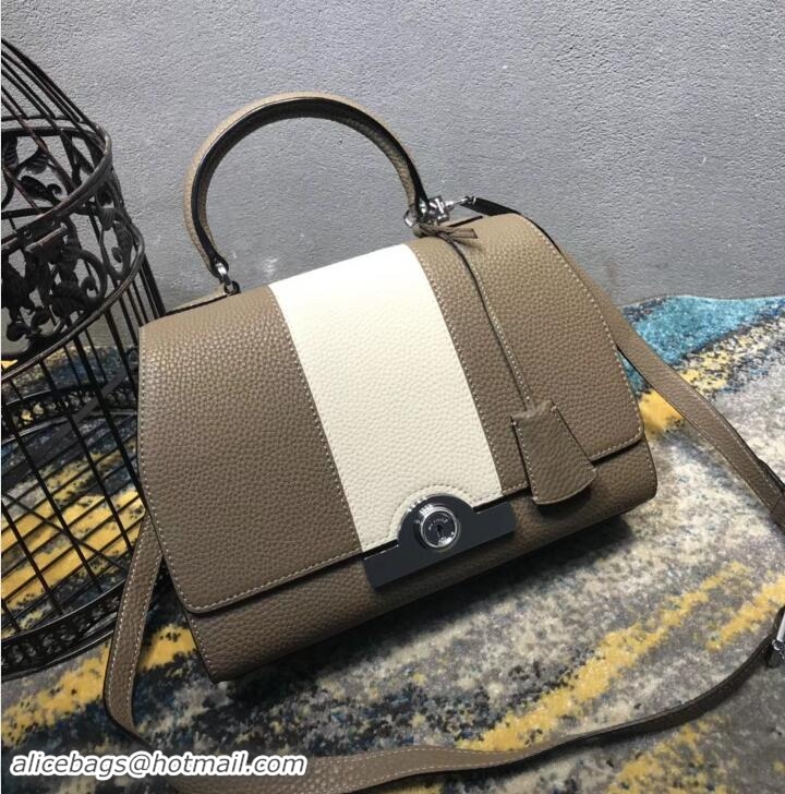 Classic Hot Moynat Petite Réjane Bag in Taurillon Gex Togo Leather M12202 Etoupe/White 2018