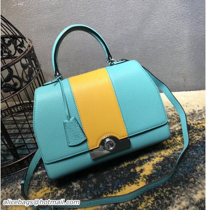 Shop Cheap Moynat Petite Réjane Bag in Taurillon Gex Togo Leather M12202 Turquoise/Yellow 2018