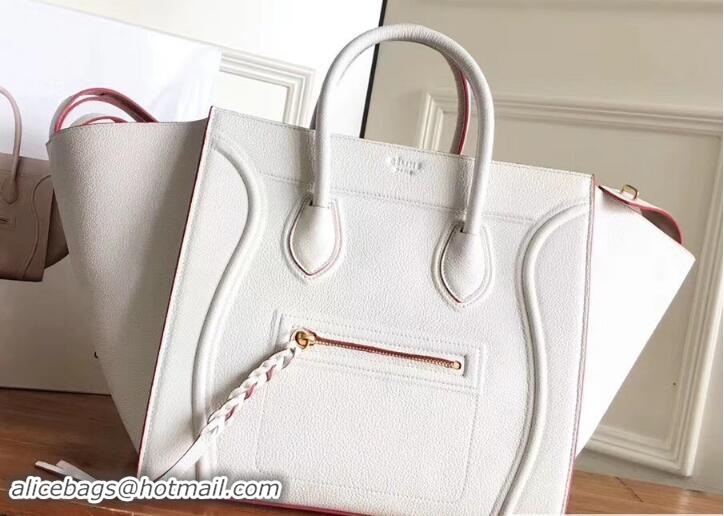 Crafted Celine Luggage Phantom Bag in Original Grained Leather 21801 White