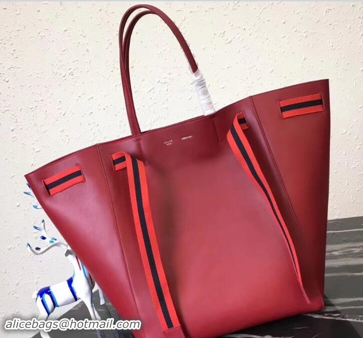 Top Grade Celine Large Cabas Phantom Bag Red In Calfskin With Wool Belt 21904 2018