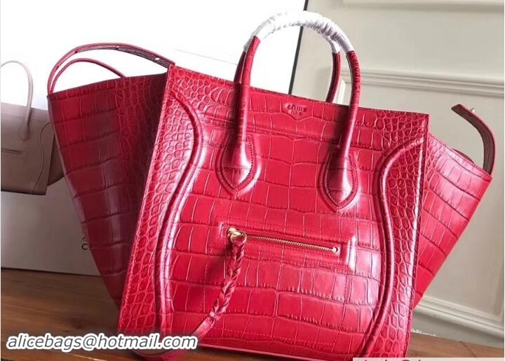 Buy Luxury Celine Luggage Phantom Bag in Croco Pattern 21802 Red