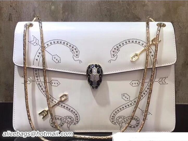 Sumptuous Bvlgari Pop Heart Serpenti Forever Flap Cover Medium Bag 21905 White 2018