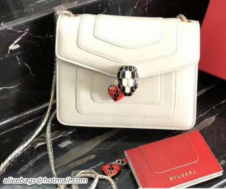 Sophisticated Bvlgari Love Heart Charm Serpenti Forever Flap Cover Small Bag 21909 Off White 2018