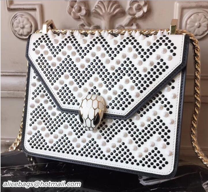 Classic Hot Bvlgari Studs Serpenti Forever X Nicholas Kirkwood Flap Cover Small Bag 21907 White 2018