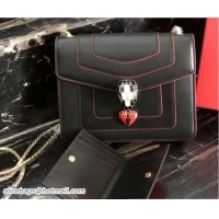 Fashion Luxury Bvlgari Love Heart Charm Serpenti Forever Flap Cover Small Bag 21909 Black 2018