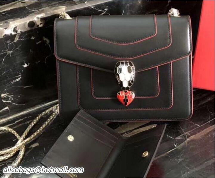 Fashion Luxury Bvlgari Love Heart Charm Serpenti Forever Flap Cover Small Bag 21909 Black 2018