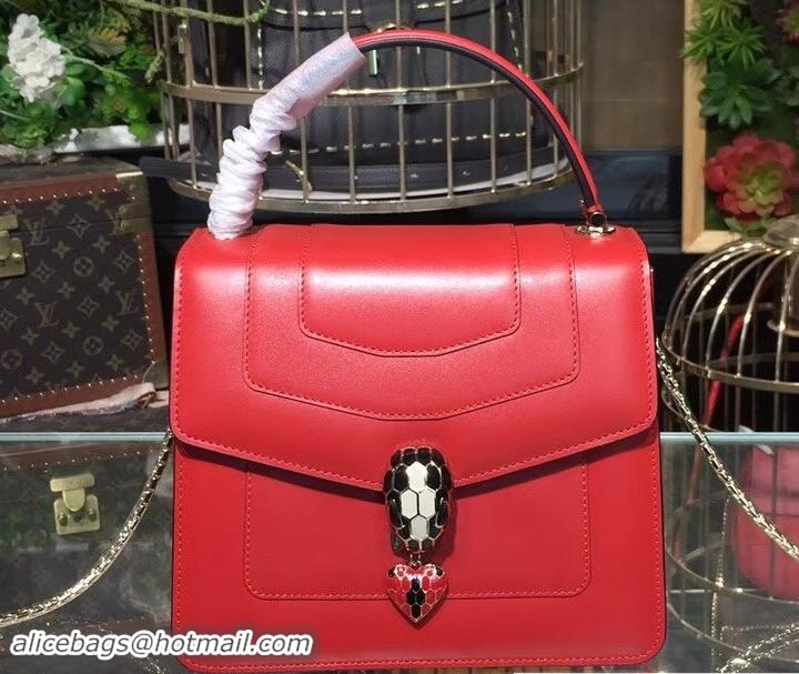 Pretty Style Bvlgari Love Heart Charm Serpenti Forever Flap Cover Top Handle Bag 21910 Red 2018