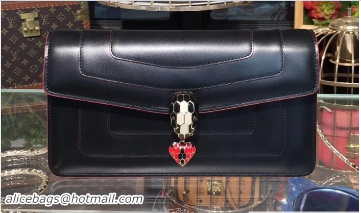 Grade Bvlgari Love Heart Charm Serpenti Forever Flap Cover Shoulder Bag 21911 Black 2018