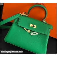 Luxury Hermes Clemence Leather Kelly 20cm Mini Bag 32701 Green