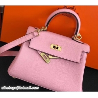 Classic Hot Hermes Clemence Leather Kelly 20cm Mini Bag 32701 Cherry Pink