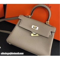 Original Cheap Hermes Clemence Leather Kelly 20cm Mini Bag 32701 Gray