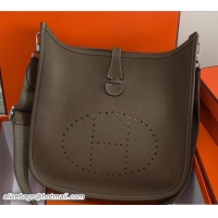 Good Quality Hermes Togo Leather Evelyne III PM Bag 327011 Etoupe