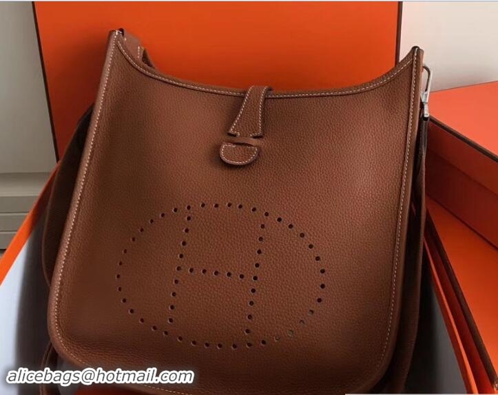 Hot Style Hermes Togo Leather Evelyne III PM Bag 327011 Brown