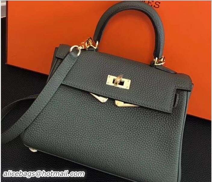 Duplicate Hermes Clemence Leather Kelly 20cm Mini Bag 32701 Olive Green