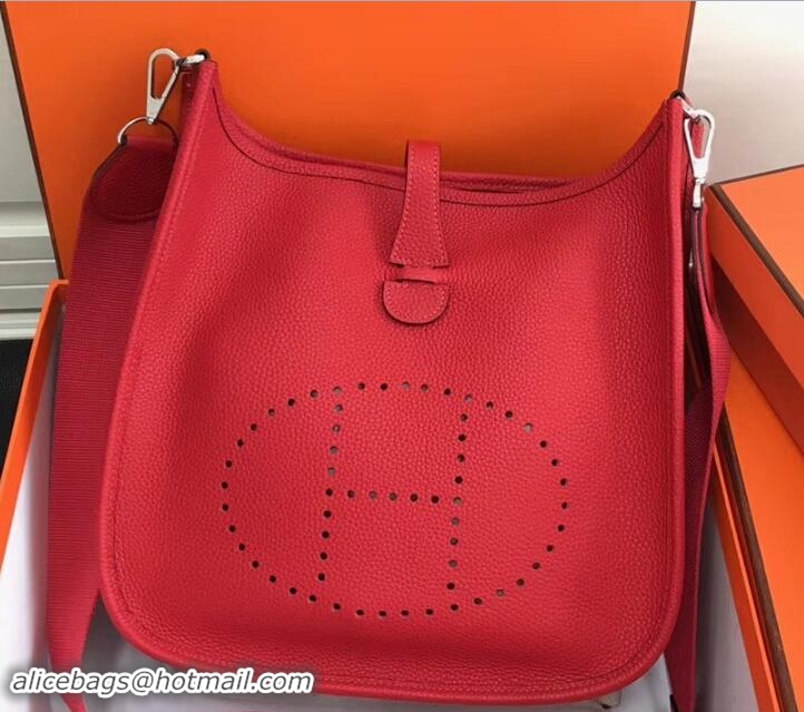 Luxury Discount Hermes Togo Leather Evelyne III PM Bag 327011 Red