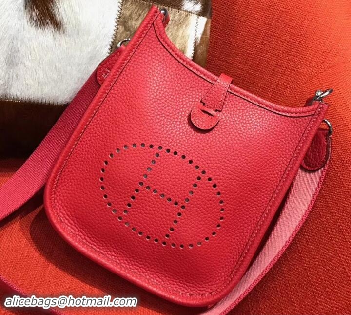 Fashion Hermes Togo Leather Mini Evelyne Bag 327016 Red