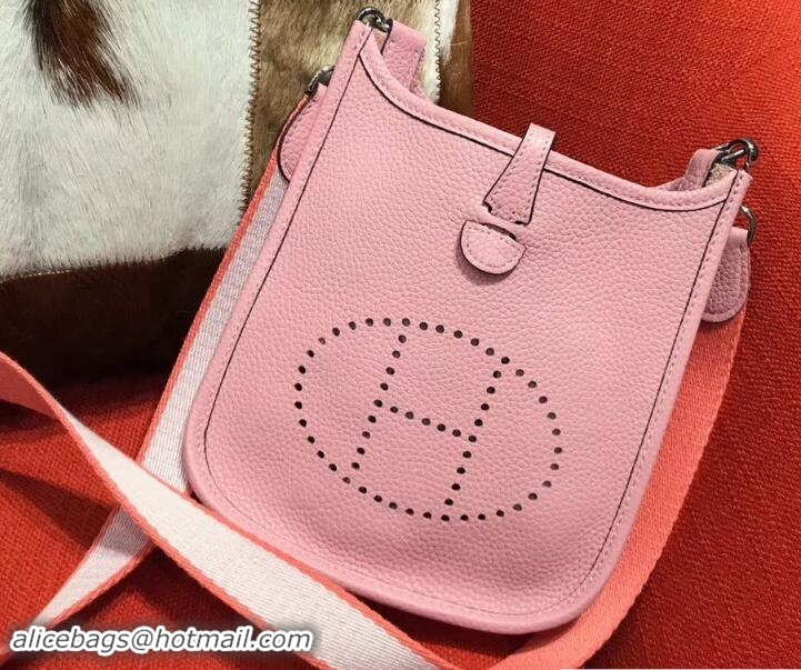 Trendy Design Hermes Togo Leather Mini Evelyne Bag 327016 Cherry Pink