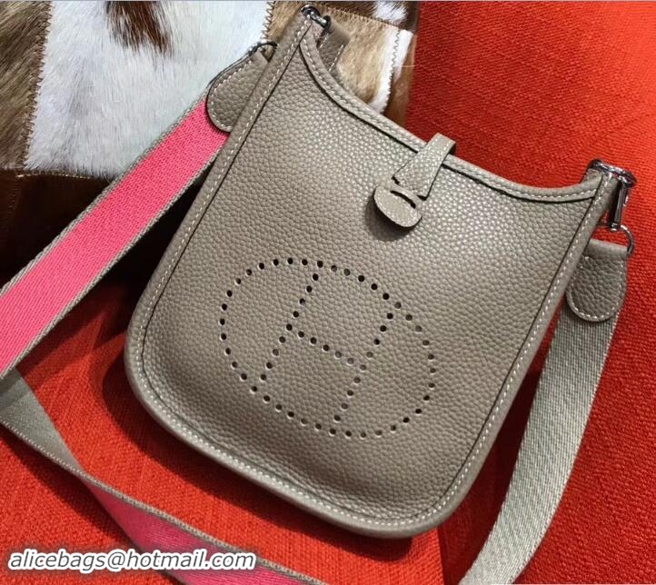 Good Quality Hermes Togo Leather Mini Evelyne Bag 327016 Gray