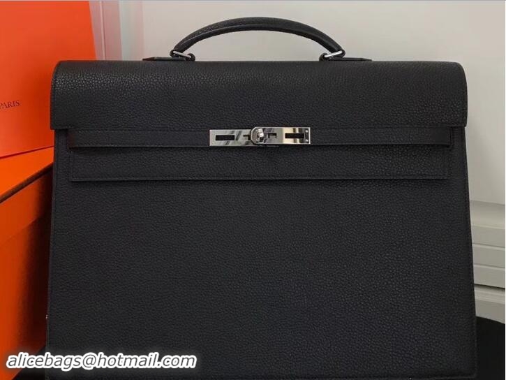 Grade Quality Hermes Togo Leather Kelly Depeches 38 Briefcase Bag 327018 Black