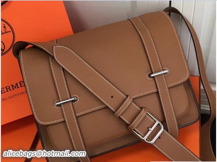 Classic Specials Hermes Togo Leather Steve 32 Men's Messenger Bag 32822 Brown