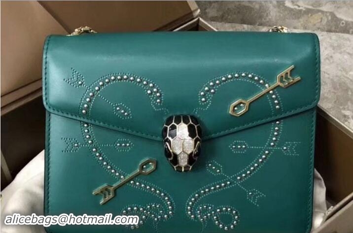 Good Quality Bvlgari Pop Heart Serpenti Forever Flap Cover Small Bag 33101 Green 2018