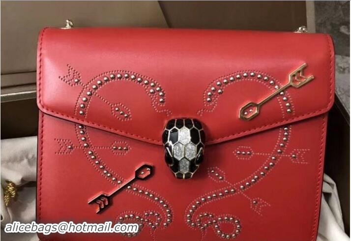 Pretty Style Bvlgari Pop Heart Serpenti Forever Flap Cover Small Bag 33101 Red 2018