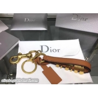 Durable Dior J'ADIOR Key Ring In Brown Calfskin And Aged Gold-tone Metal 10838