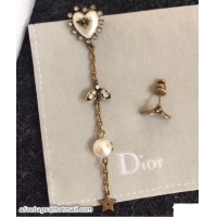 Stylish Dior White Heart Bee and Star Earrings 419068