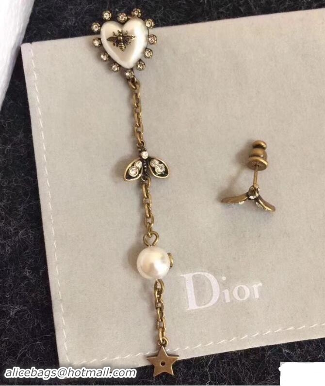 Stylish Dior White Heart Bee and Star Earrings 419068