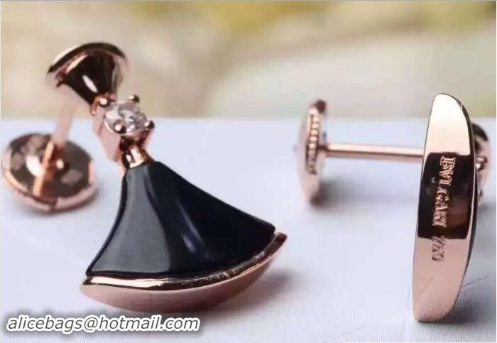 Top Design Bvlgari Earrings Black/Pink Gold 421062