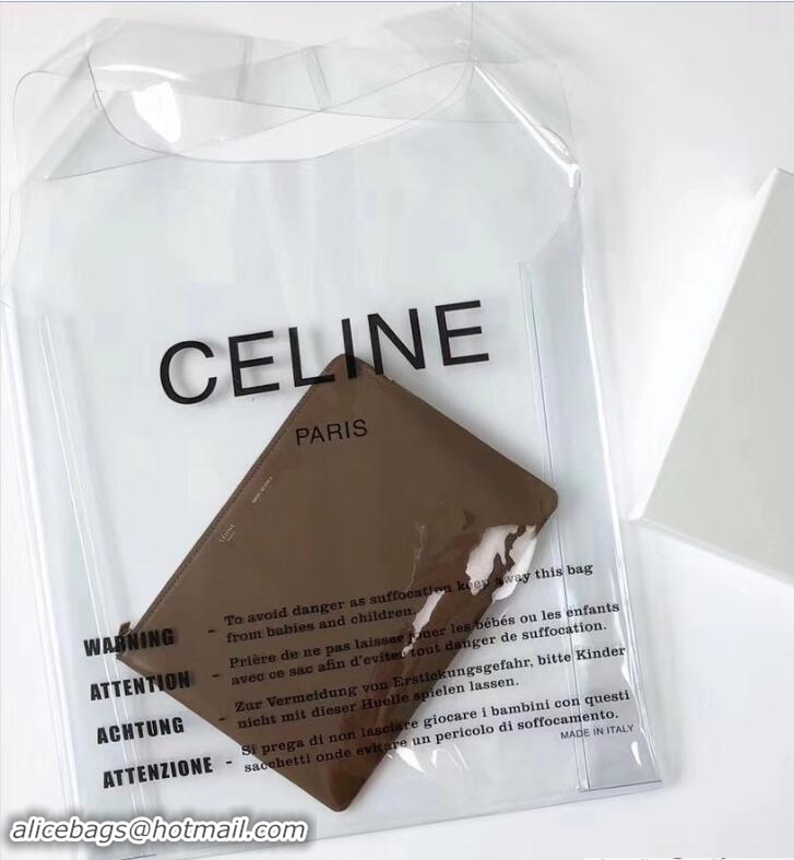 Pretty Style Celine Clutch Pouch Bag Brown and PVC Transparent Plastic Shopping Bag 62022 2018