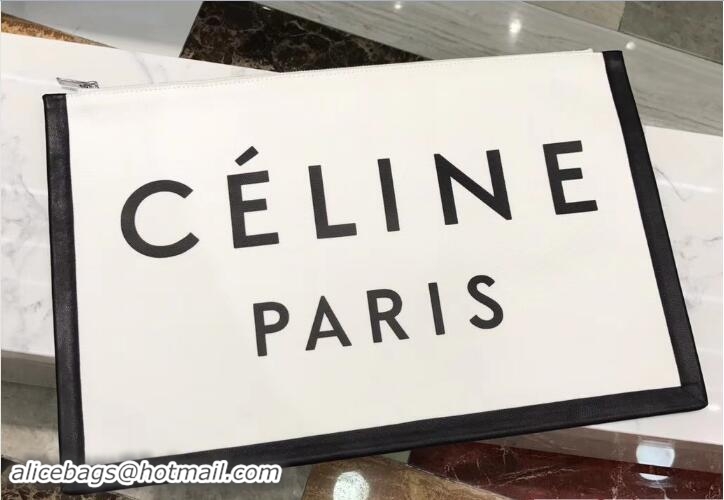 Fashion Celine Black Logo Made In Large Clutch Pouch Bag in Textile C62052 2018