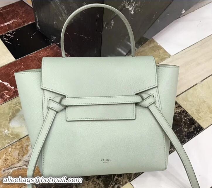 Durable Celine Nano Belt Bag in Grained Calfskin 185003 Pastel Green 2018