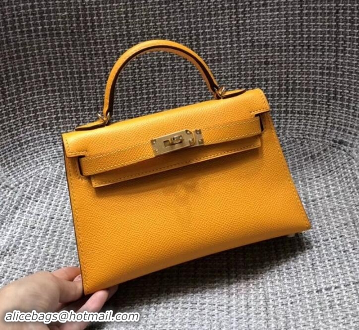 Good Quality Hermes Original Epsom Leather Kelly 20cm Mini Bag Jaune D’or 621066