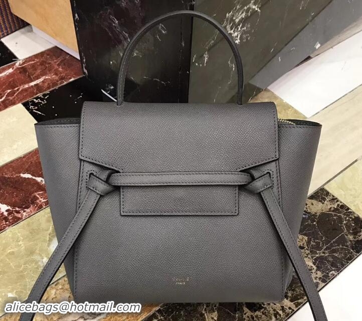 Stylish Celine Nano Belt Bag in Grained Calfskin 185003 Gray 2018