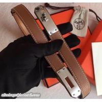 1:1 aaaaa Hermes Width 20mm Epsom Calfskin Kelly Belt 706020 Khaki/Silver