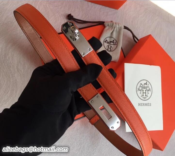 Duplicate Hermes Width 20mm Epsom Calfskin Kelly Belt 706020 Orange/Silver