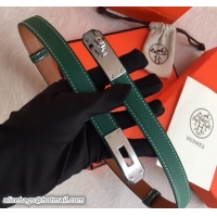 Good Looking Hermes Width 20mm Epsom Calfskin Kelly Belt 706020 Green/Silver