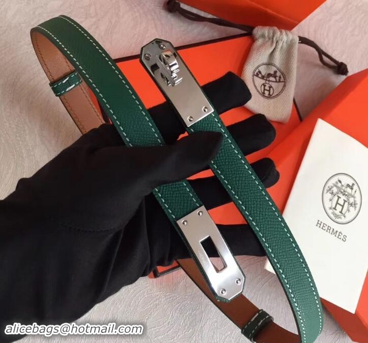 Good Looking Hermes Width 20mm Epsom Calfskin Kelly Belt 706020 Green/Silver