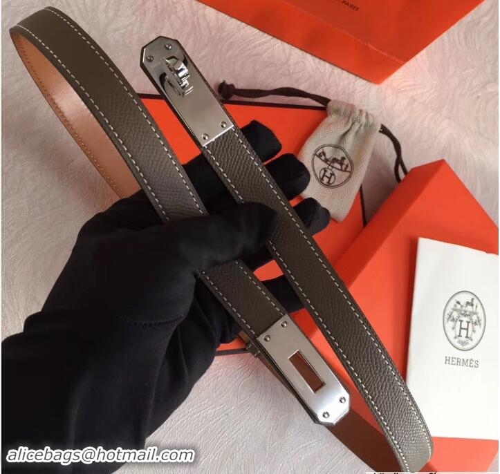 Fashion Luxury Hermes Width 20mm Epsom Calfskin Kelly Belt 706020 Etoupe/Silver