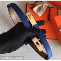 Best Grade Hermes Width 20mm Epsom Calfskin Kelly Belt 706022 Blue/Gold